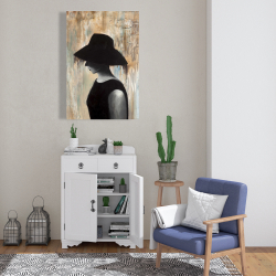 Canvas 24 x 36 - Audrey hepburn with a big hat