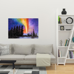 Canvas 24 x 36 - Aurora borealis in the forest