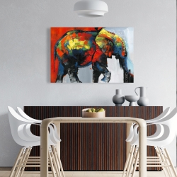 Canvas 24 x 36 - Abstract and colorful elephant in motion