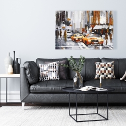 Canvas 24 x 36 - Abstract citystreet with yellow taxis