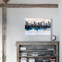 Canvas 24 x 36 - Abstract city with reflection on water