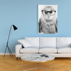 Canvas 24 x 36 - Realistic barn owl with glasses