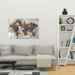Toile 24 x 36 - Carte du monde texturée avec typographie