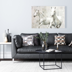 Canvas 24 x 36 - Two white horse running