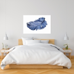 Toile 24 x 36 - Plume bleue à l'aquarelle