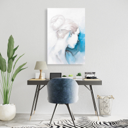 Canvas 24 x 36 - Watercolor abstract girl with hair bun