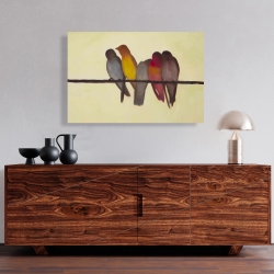 Toile 24 x 36 - Cinq oiseaux sur une branche
