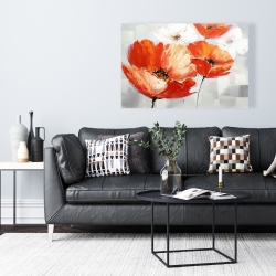 Canvas 24 x 36 - Red wild flowers in the wind