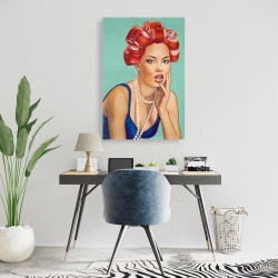 Canvas 24 x 36 - Pin up girl with curlers