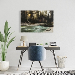 Canvas 24 x 36 - Cabin in the forest