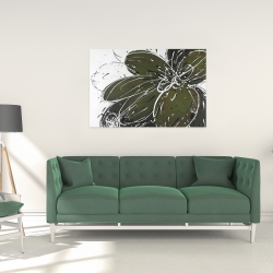 Canvas 24 x 36 - Green flower with splash outline