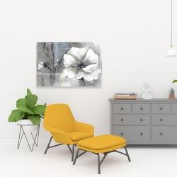 Canvas 24 x 36 - Monochrome and silver flowers