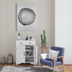 Canvas 24 x 36 - Grayscale round wood log