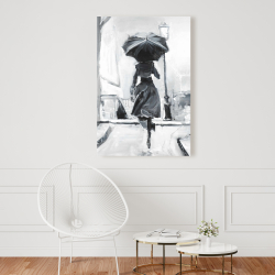 Canvas 24 x 36 - Woman running in the rain