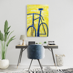 Toile 24 x 36 - Bicyclette bleue sur fond jaune
