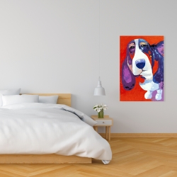 Canvas 24 x 36 - Abstract colorful basset dog