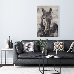 Toile 24 x 36 - Cheval abstrait et typographie