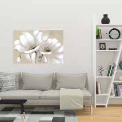 Canvas 24 x 36 - White abstract wild flowers
