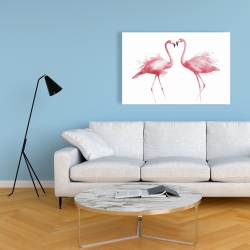 Canvas 24 x 36 - Two pink flamingo watercolor
