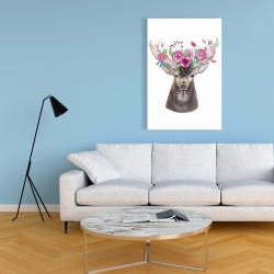 Canvas 24 x 36 - Deer head with flowers