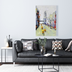 Canvas 24 x 36 - Gray street with yellow and red accents