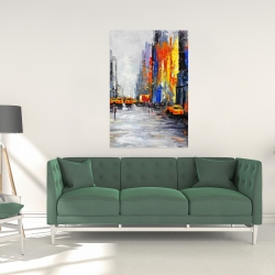 Canvas 24 x 36 - Color spotted street with taxis