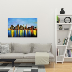 Toile 24 x 36 - Ville de nuit avec pont