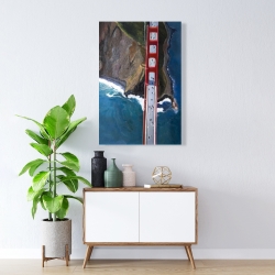 Canvas 24 x 36 - Overhead view of the golden gate and mountains