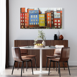 Canvas 24 x 48 - Boston colorful buildings