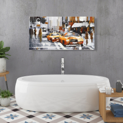 Canvas 24 x 48 - Abstract citystreet with yellow taxis