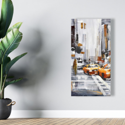 Canvas 24 x 48 - Abstract citystreet with yellow taxis