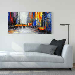 Canvas 24 x 48 - Color spotted street with taxis