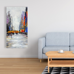 Canvas 24 x 48 - Color spotted street with taxis