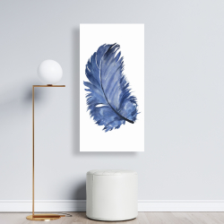 Toile 24 x 48 - Plume bleue à l'aquarelle