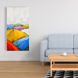 Canvas 24 x 48 - Colorful umbrellas under the rain