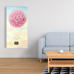 Canvas 24 x 48 - Hot air balloon hydrangea flowers