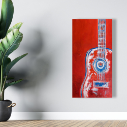 Canvas 24 x 48 - Modern red abstract guitar
