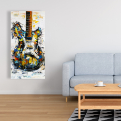 Canvas 24 x 48 - Abstract colorful guitar