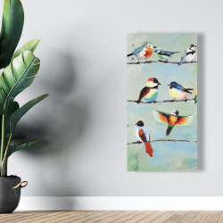 Canvas 24 x 48 - Small abstract colorful birds