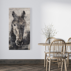 Toile 24 x 48 - Cheval abstrait et typographie