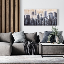 Toile 24 x 48 - Immeubles au travers des nuages