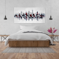 Toile 24 x 48 - Paysage urbain gris et rouge