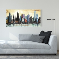 Canvas 24 x 48 - Skyline on abstract cityscape