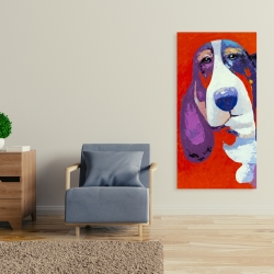 Canvas 24 x 48 - Abstract colorful basset dog