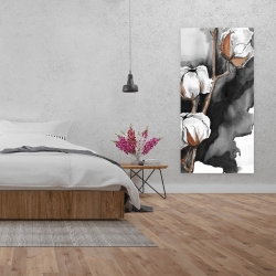 Toile 24 x 48 - Fleurs de cotton sur fond noir