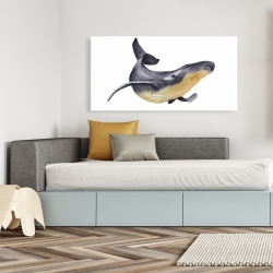Toile 24 x 48 - Baleine bleue aquarelle