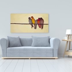 Toile 24 x 48 - Cinq oiseaux sur une branche