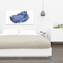 Toile 24 x 48 - Plume bleue à l'aquarelle