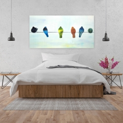 Canvas 24 x 48 - Perched abstract birds