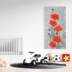 Toile 24 x 48 - Grandes fleurs rouges